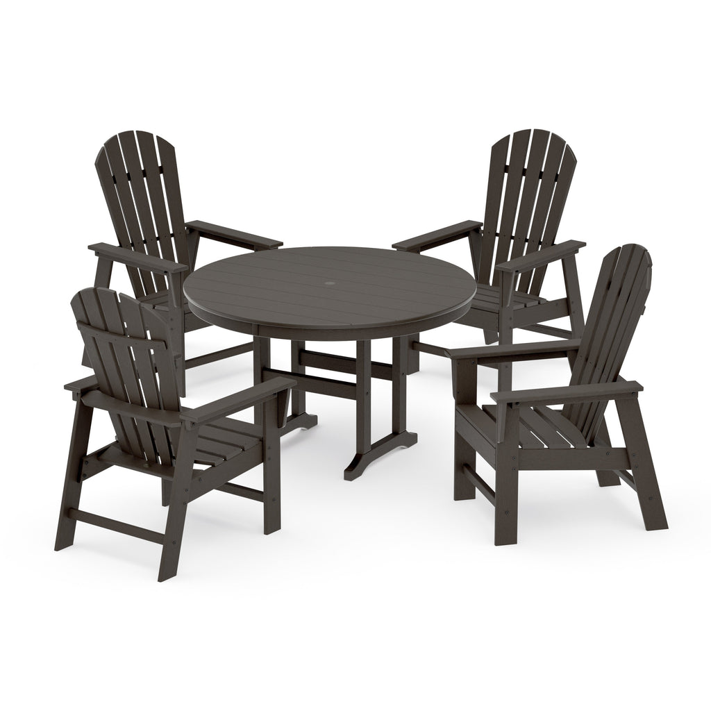 South Beach 5-Piece Round Farmhouse Dining Set