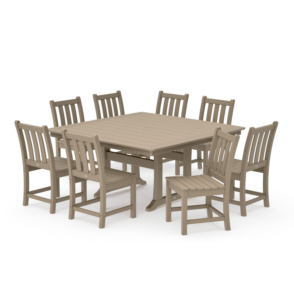 Traditional Garden 9-Piece Nautical Trestle Dining Set