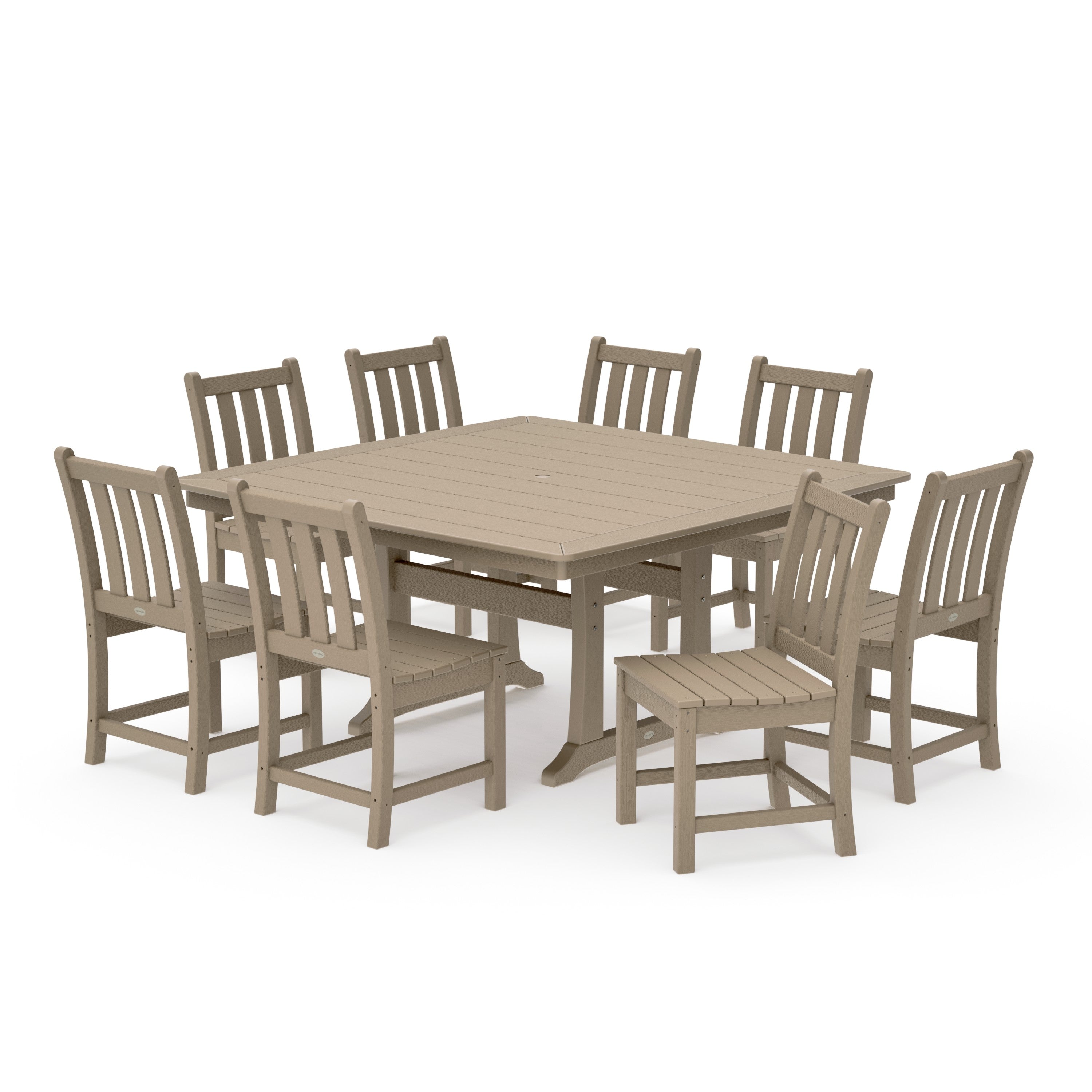 Traditional Garden 9-Piece Nautical Trestle Dining Set
