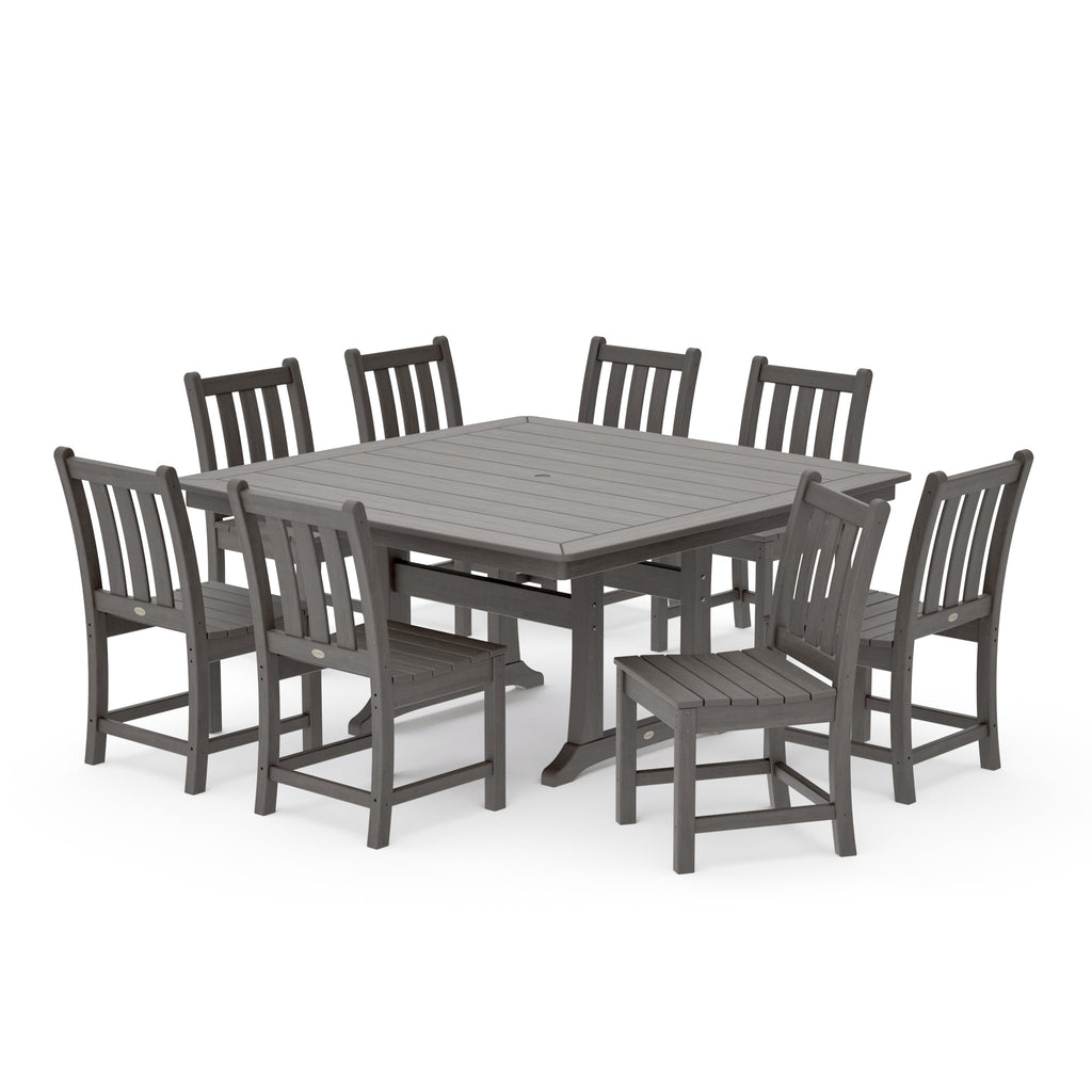 Traditional Garden 9-Piece Nautical Trestle Dining Set
