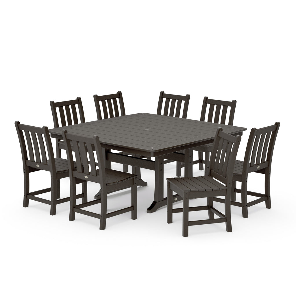 Traditional Garden 9-Piece Nautical Trestle Dining Set