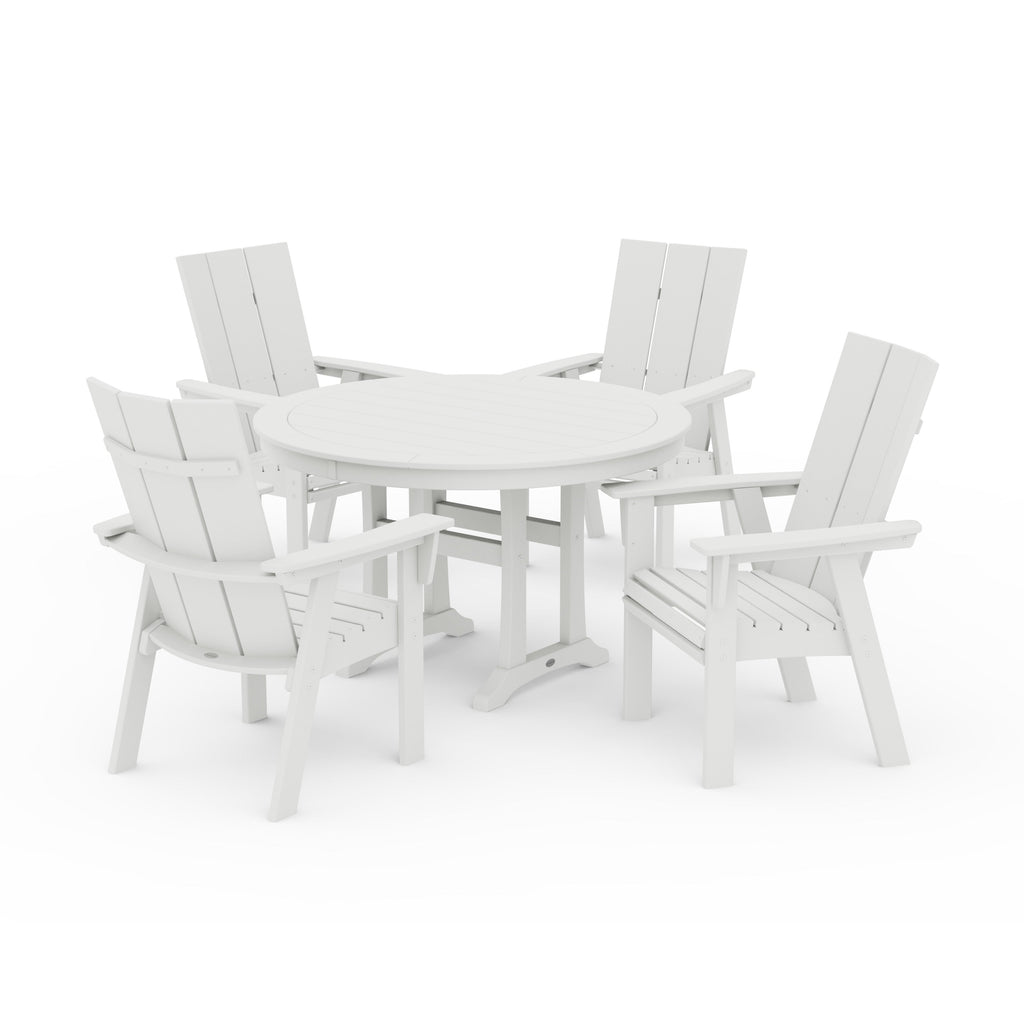 Modern Curveback Adirondack 5-Piece Nautical Trestle Dining Set