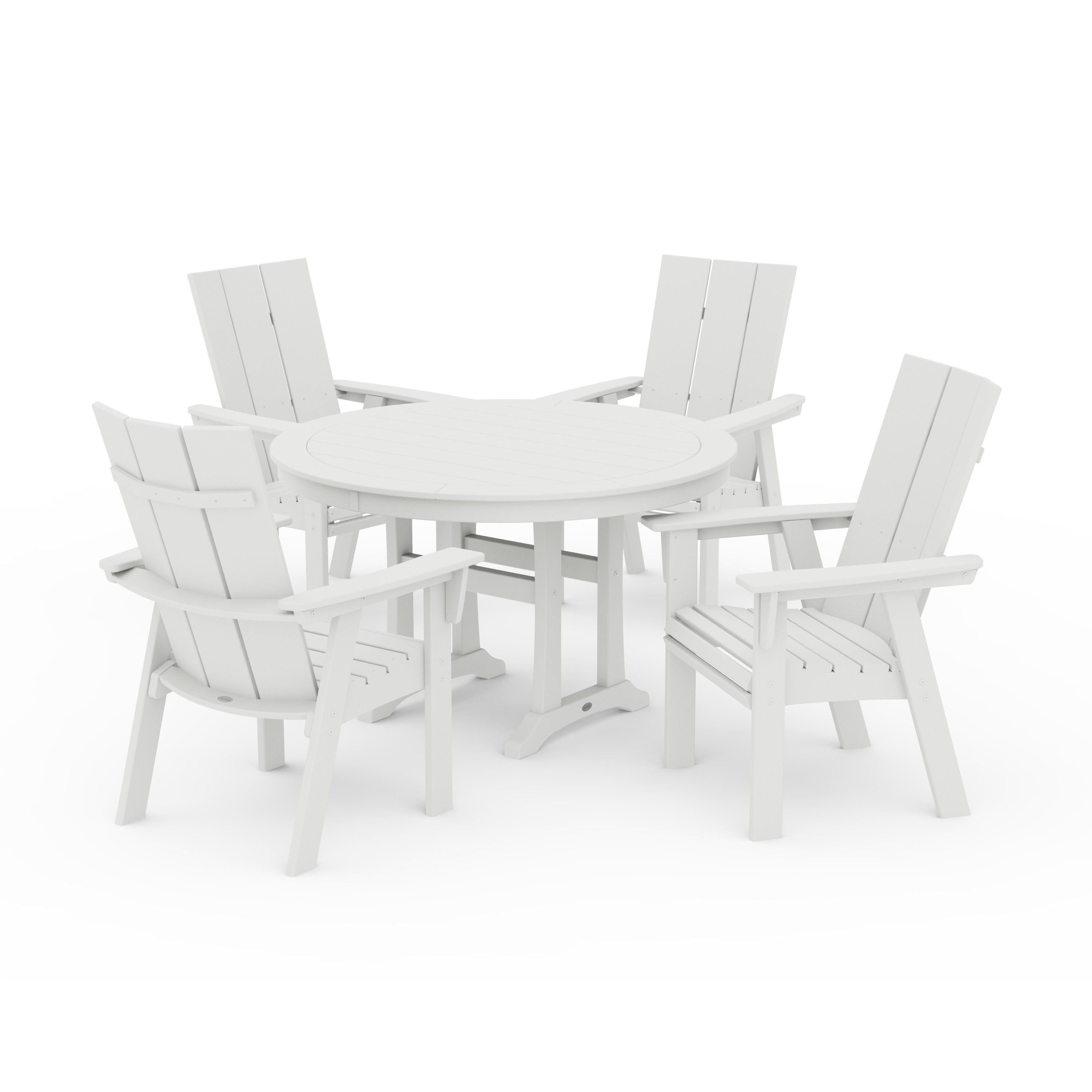 Modern Curveback Adirondack 5-Piece Nautical Trestle Dining Set