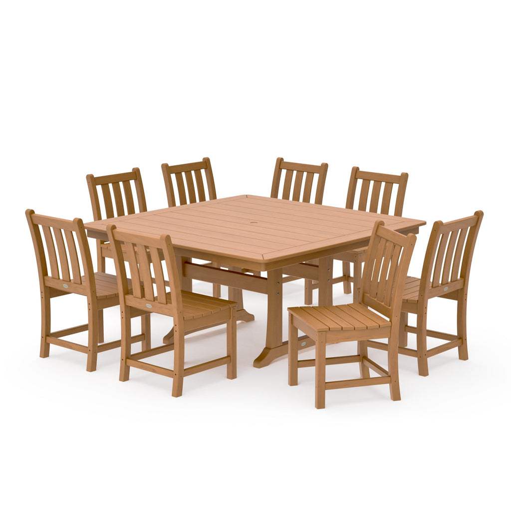 Traditional Garden 9-Piece Nautical Trestle Dining Set