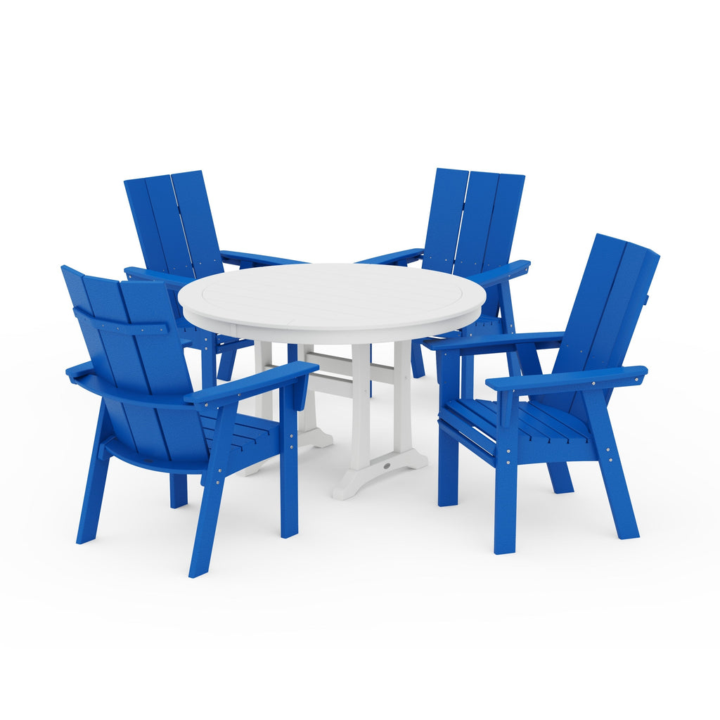 Modern Curveback Adirondack 5-Piece Nautical Trestle Dining Set