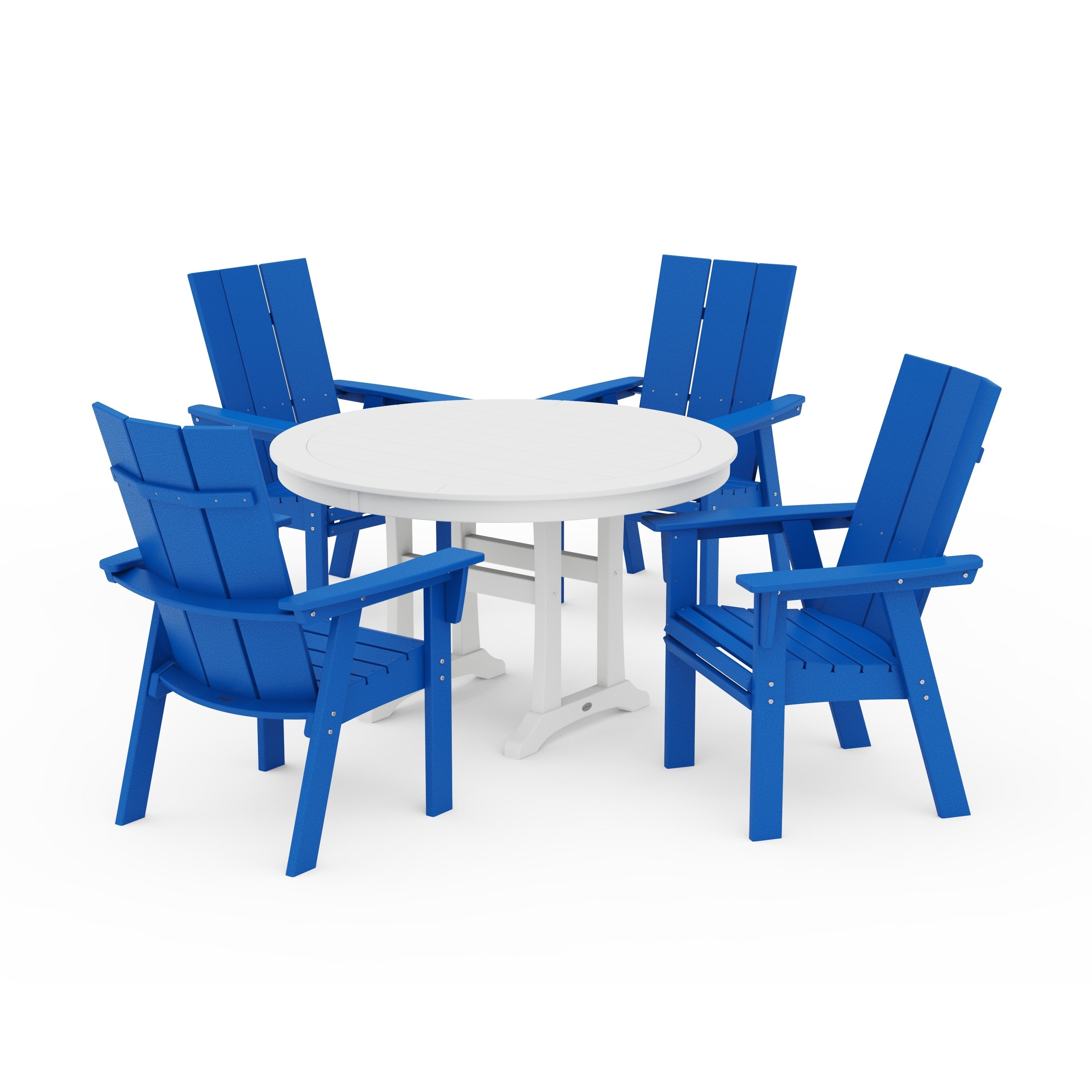 Modern Curveback Adirondack 5-Piece Nautical Trestle Dining Set