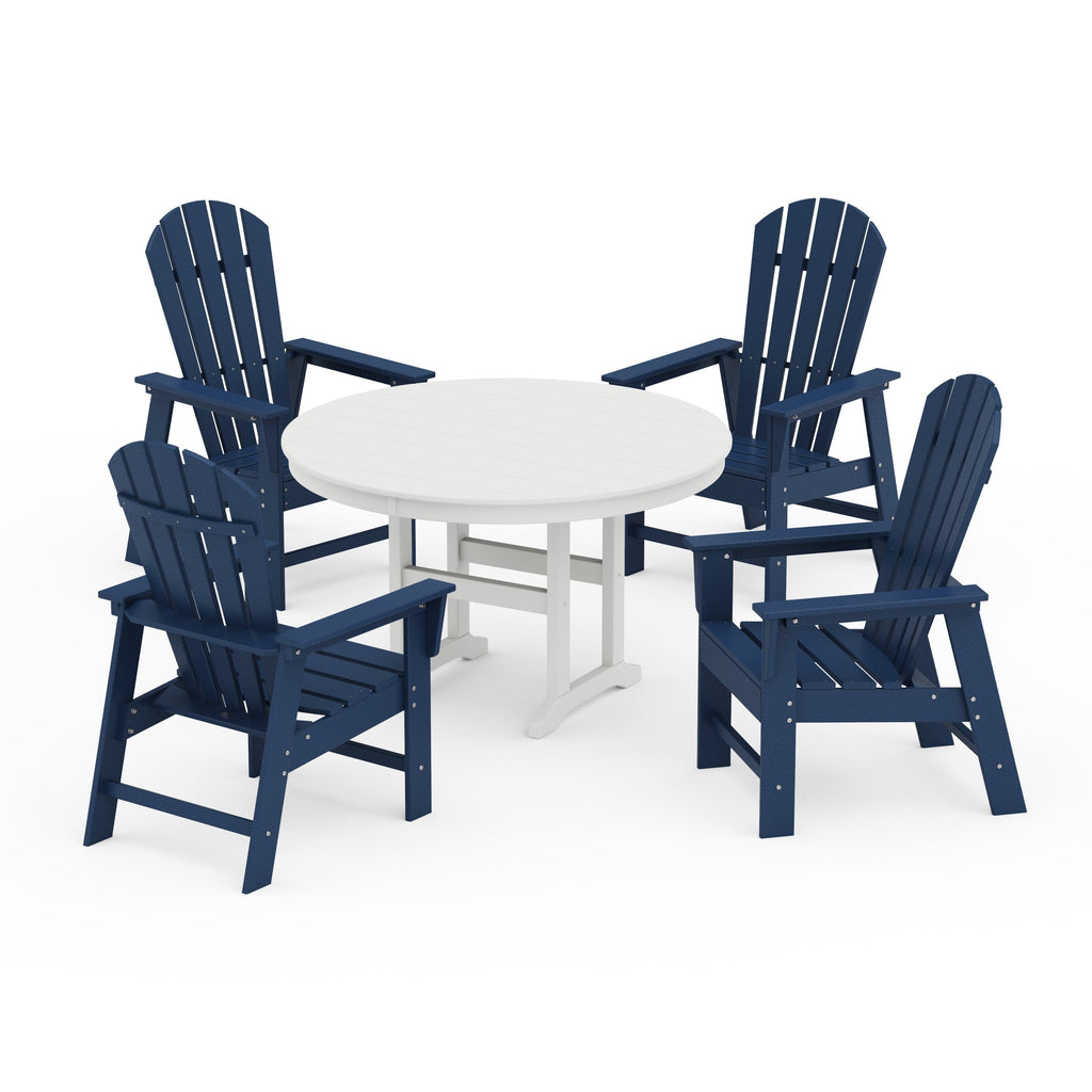 South Beach 5-Piece Round Farmhouse Dining Set