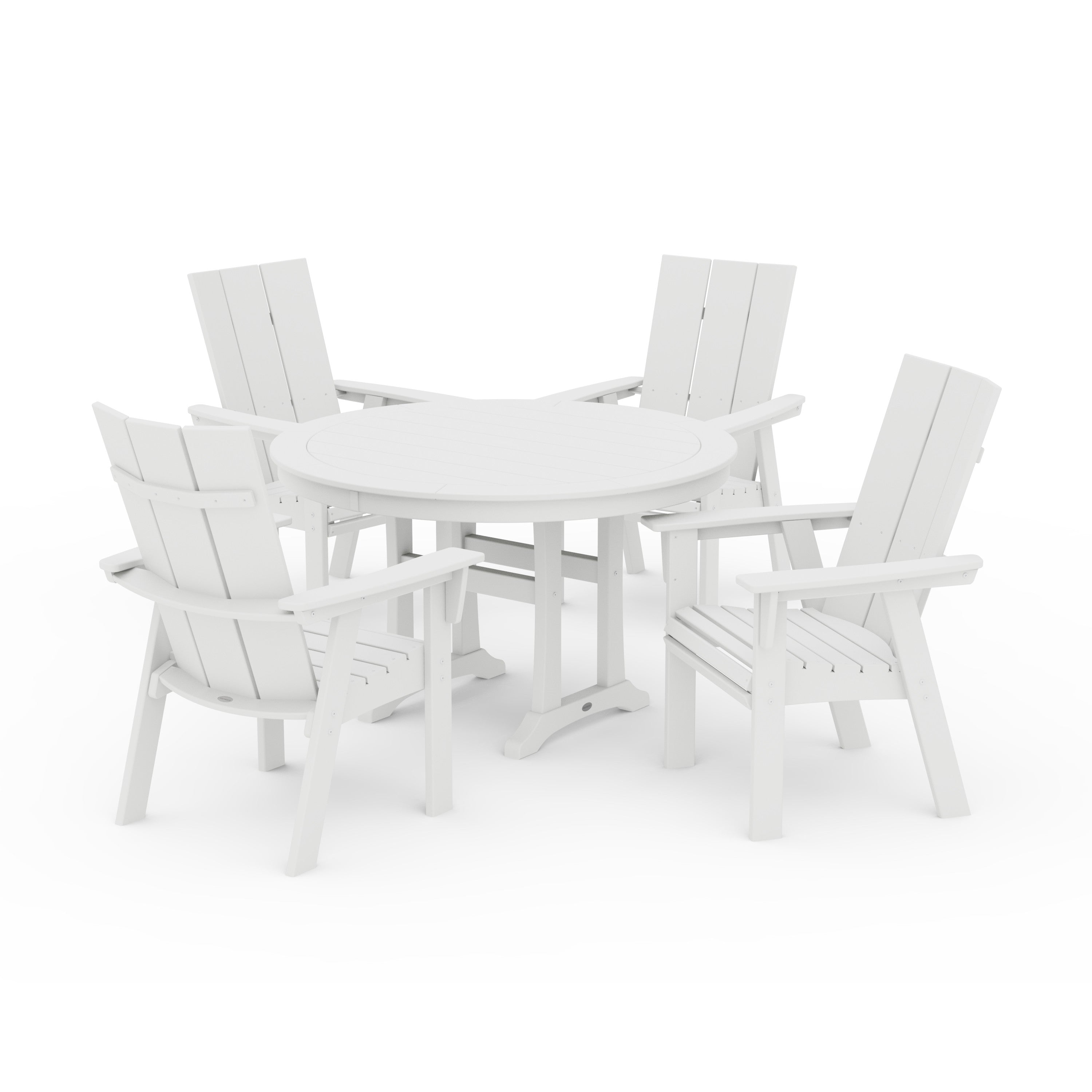 Modern Curveback Adirondack 5-Piece Nautical Trestle Dining Set