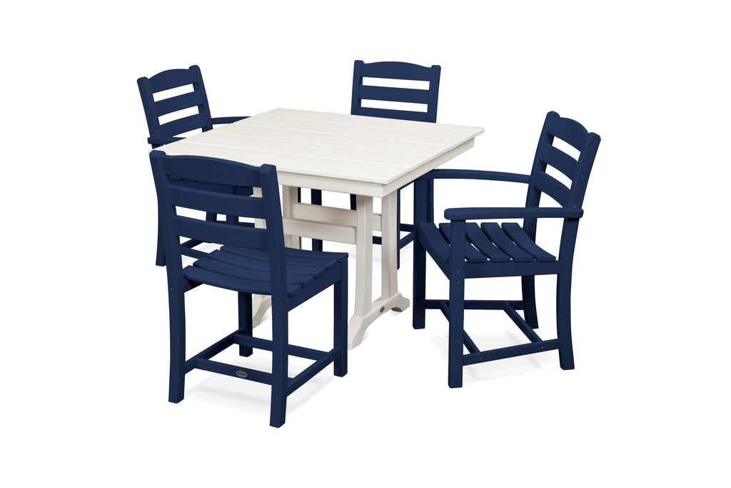 La Casa Café 5-Piece Farmhouse Dining Set with Trestle Legs
