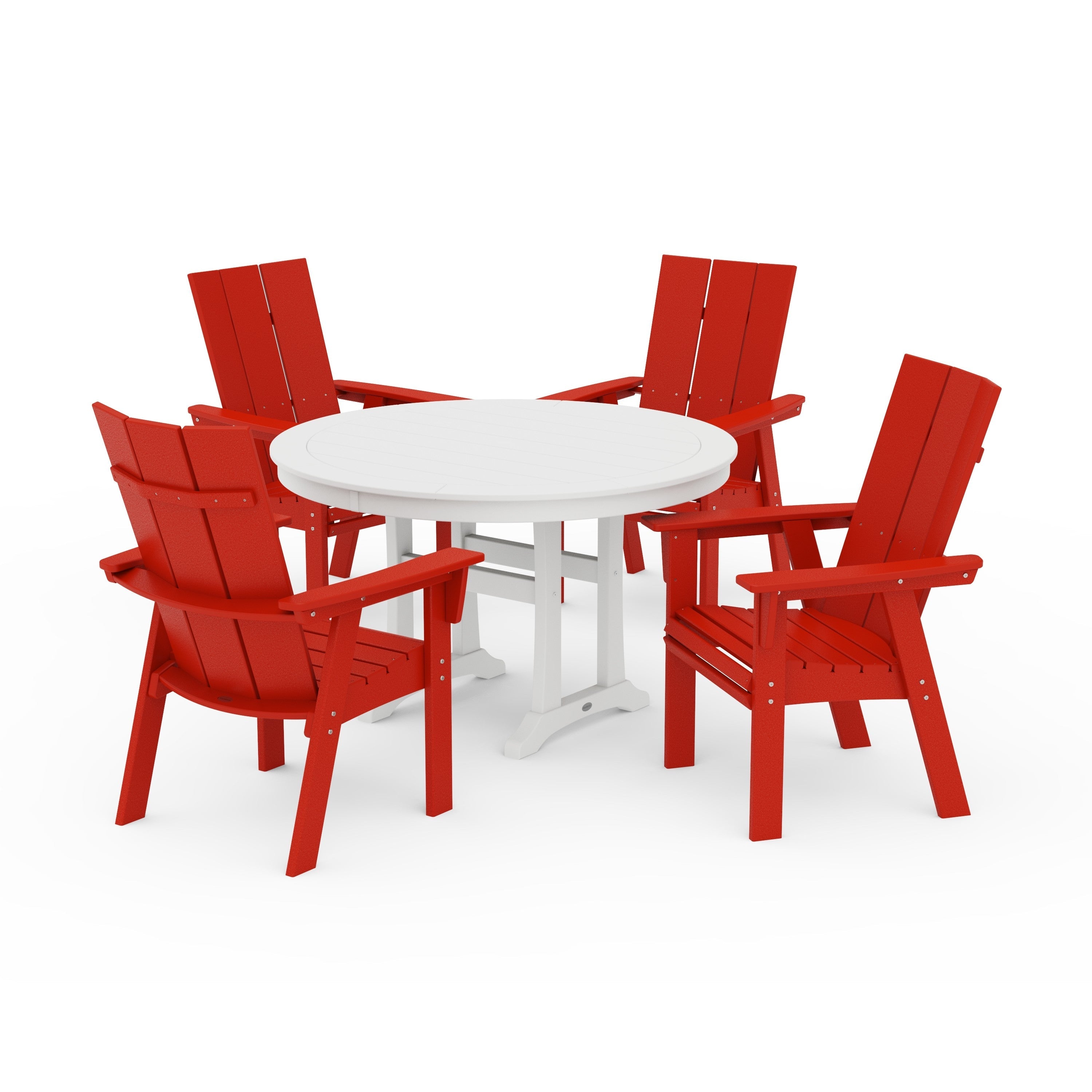 Modern Curveback Adirondack 5-Piece Nautical Trestle Dining Set