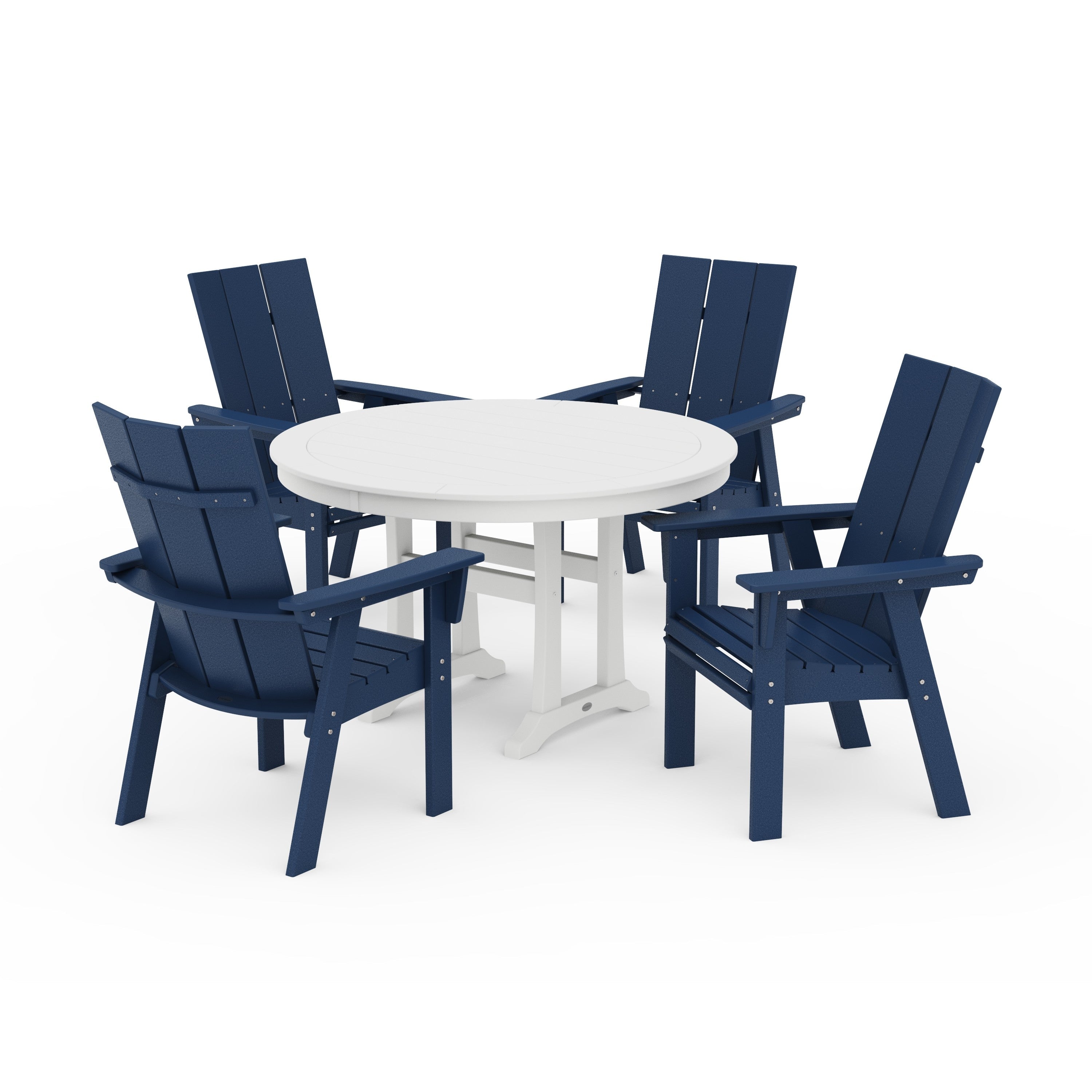 Modern Curveback Adirondack 5-Piece Nautical Trestle Dining Set
