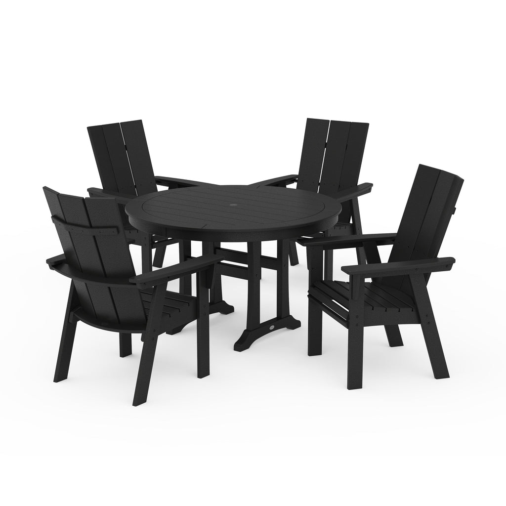 Modern Curveback Adirondack 5-Piece Nautical Trestle Dining Set