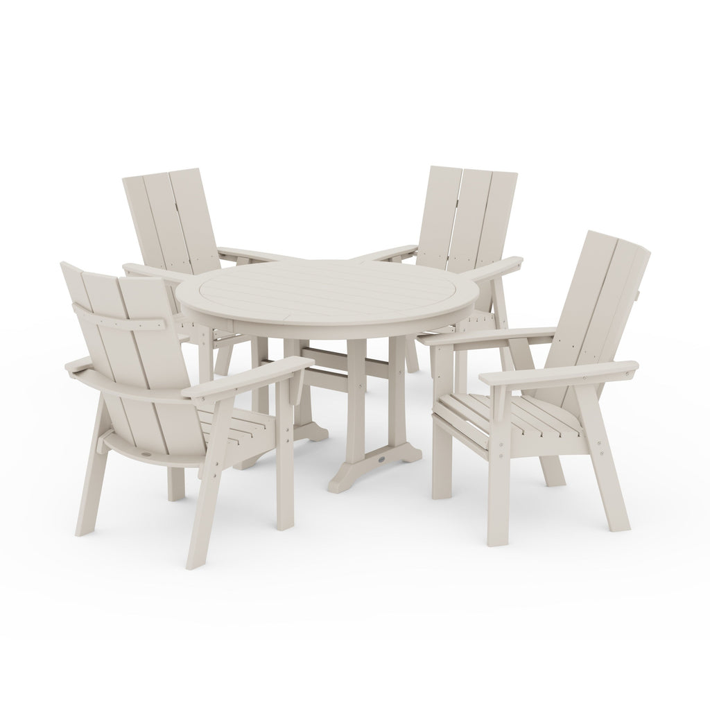 Modern Curveback Adirondack 5-Piece Nautical Trestle Dining Set