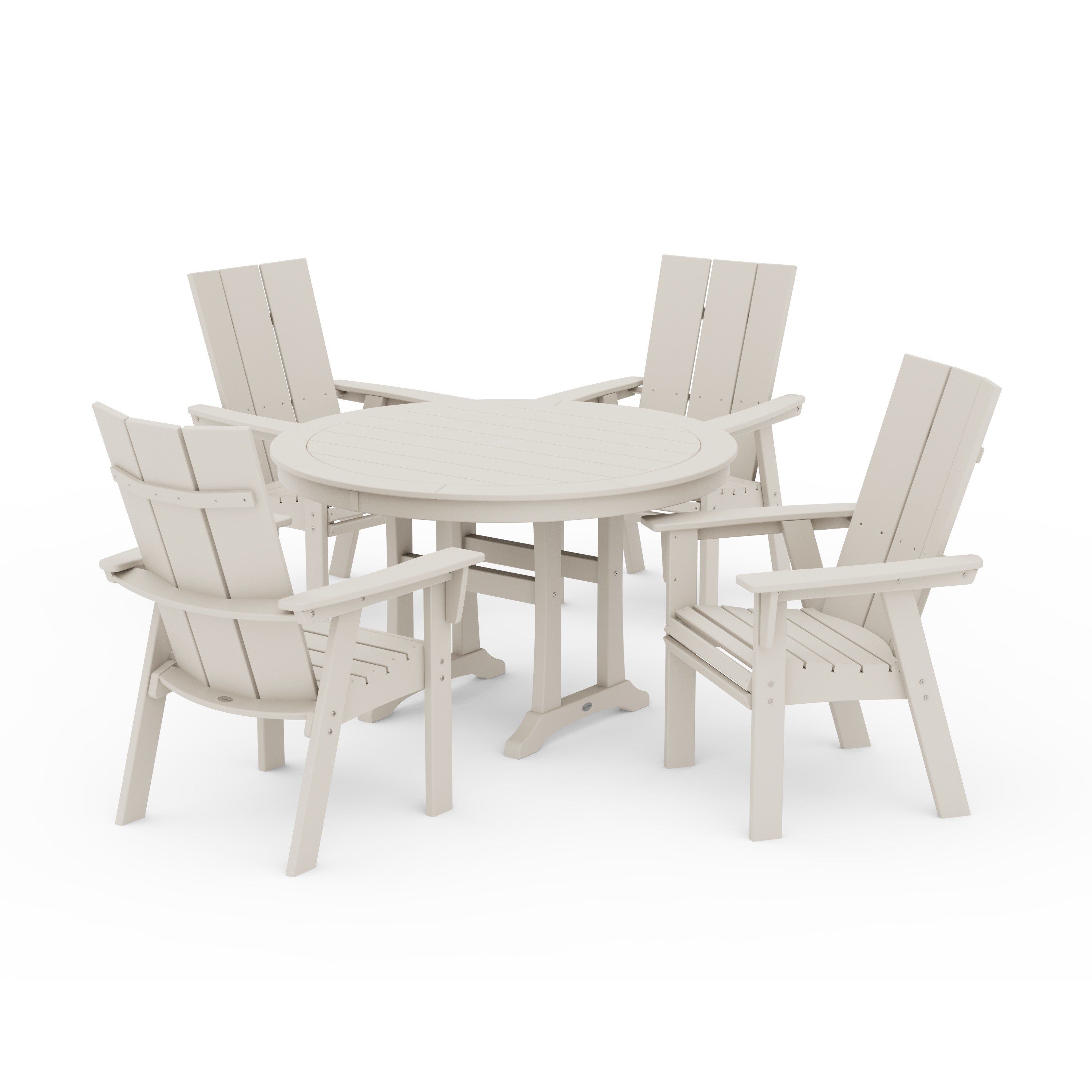 Modern Curveback Adirondack 5-Piece Nautical Trestle Dining Set
