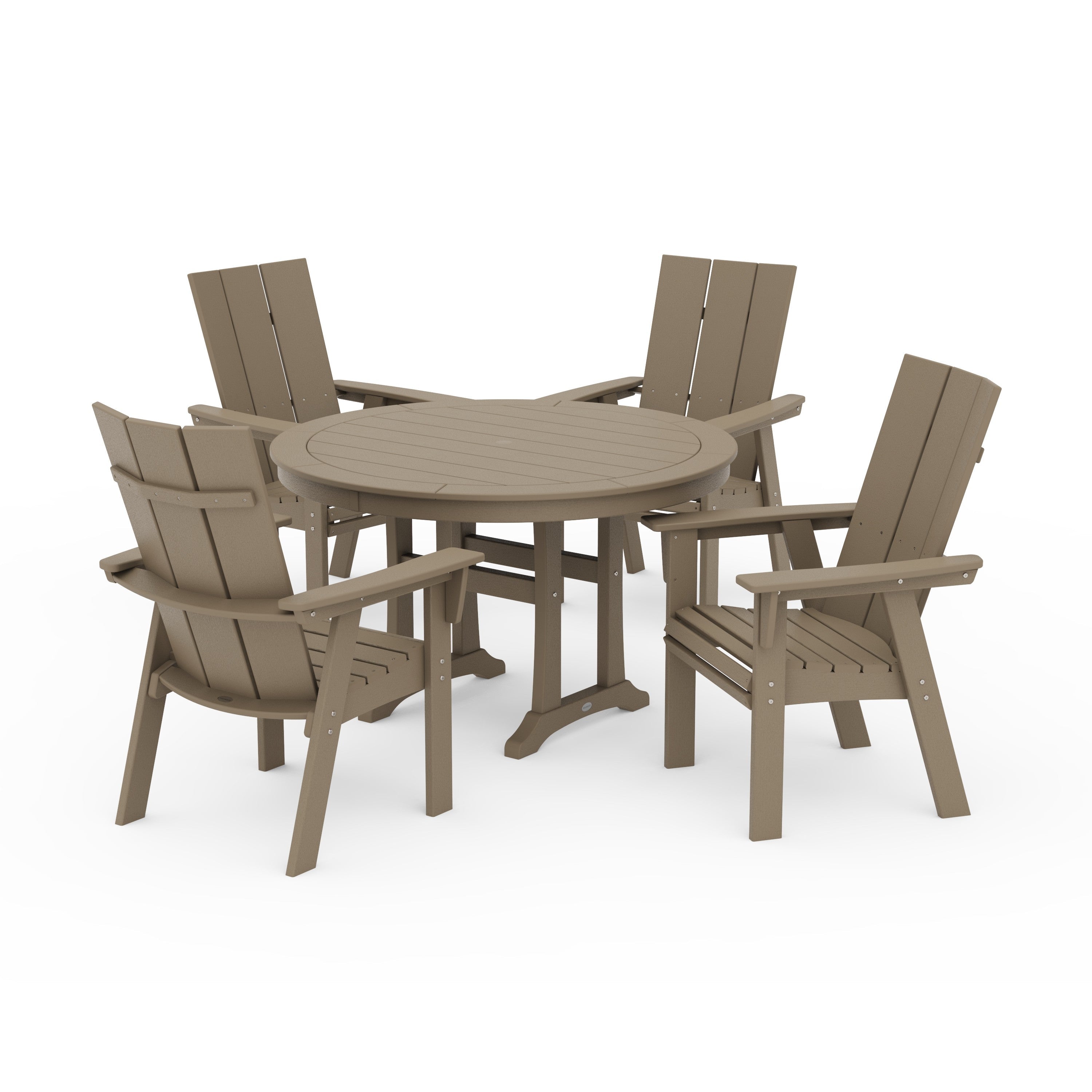 Modern Curveback Adirondack 5-Piece Nautical Trestle Dining Set