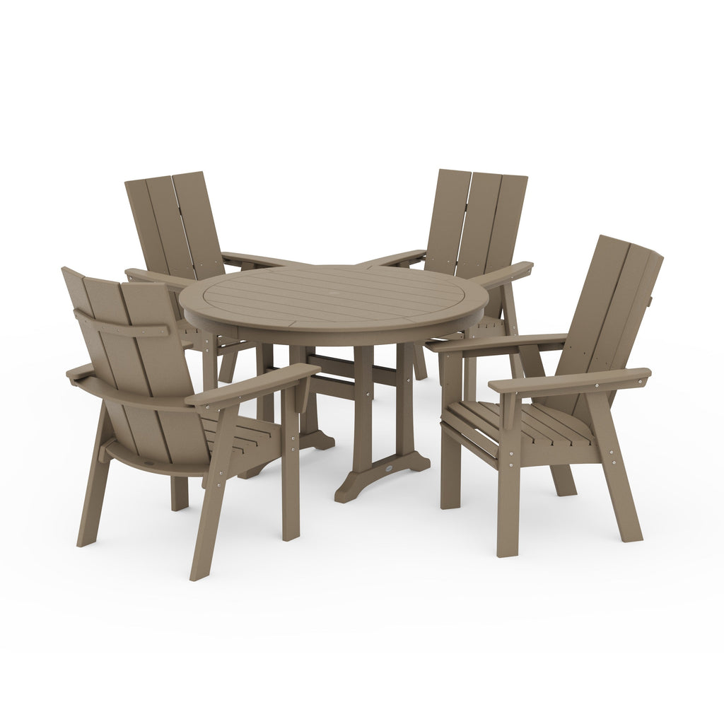 Modern Curveback Adirondack 5-Piece Nautical Trestle Dining Set