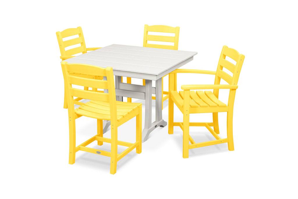 La Casa Café 5-Piece Farmhouse Dining Set with Trestle Legs