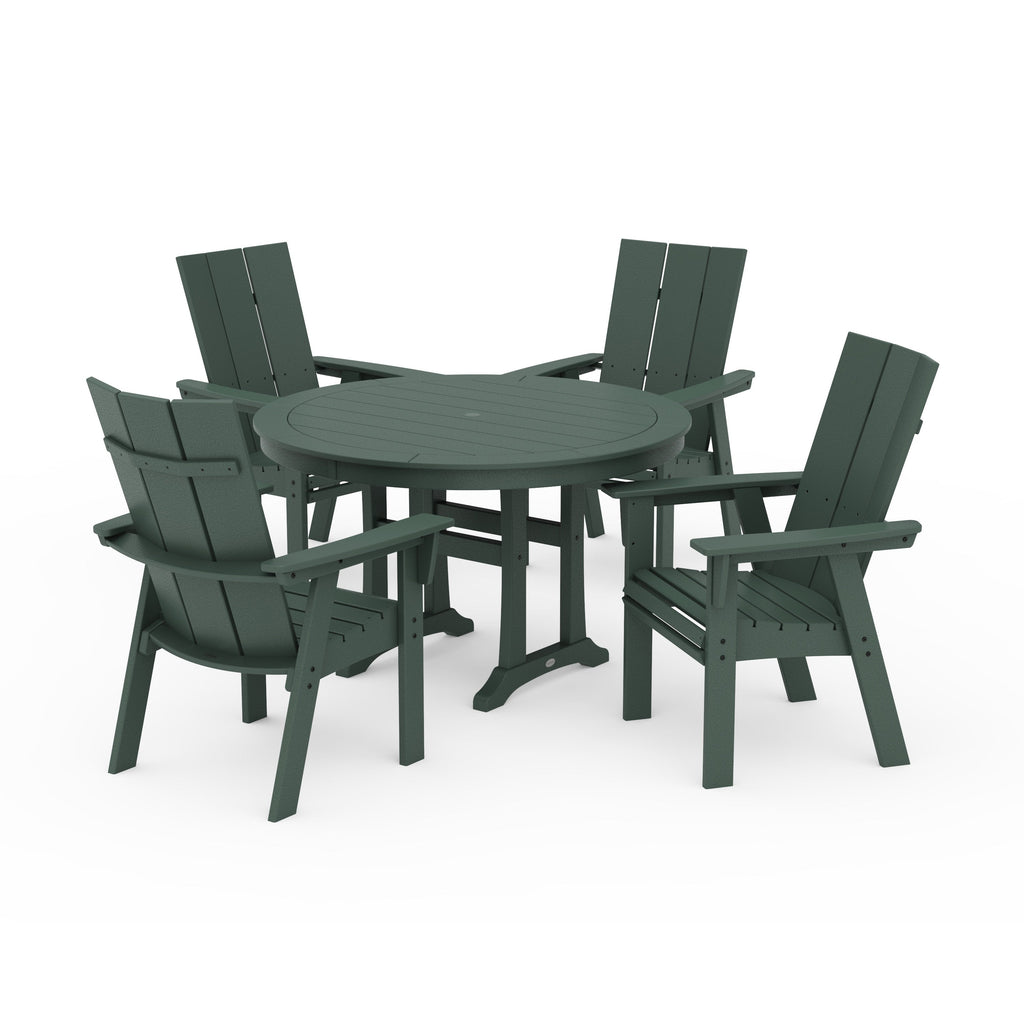 Modern Curveback Adirondack 5-Piece Nautical Trestle Dining Set