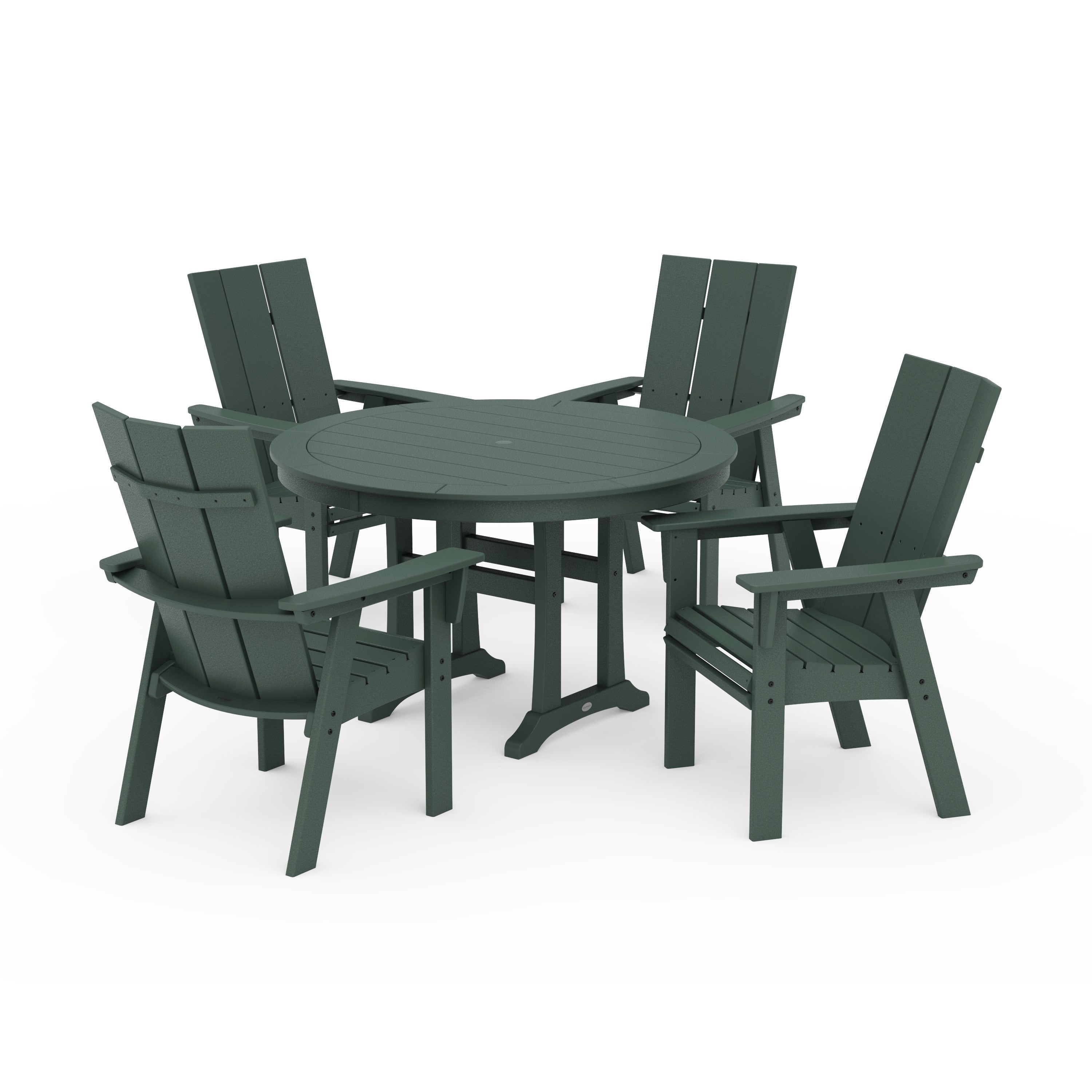 Modern Curveback Adirondack 5-Piece Nautical Trestle Dining Set