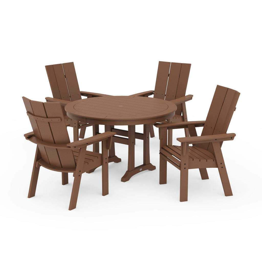 Modern Curveback Adirondack 5-Piece Nautical Trestle Dining Set