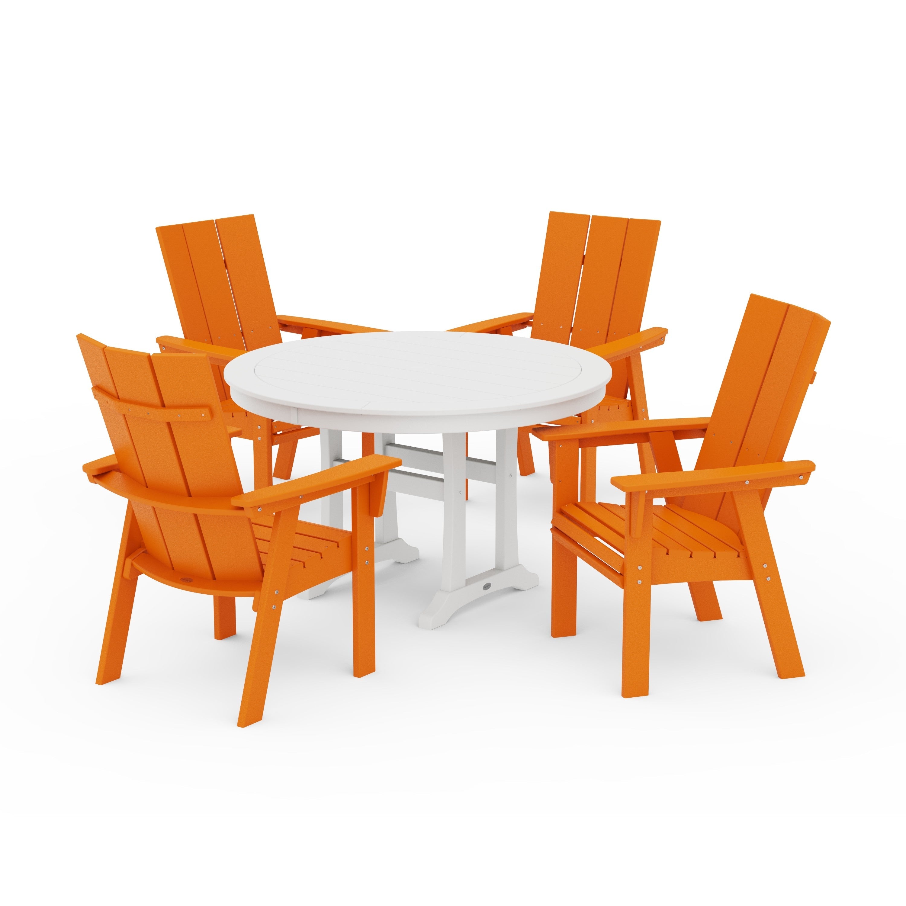 Modern Curveback Adirondack 5-Piece Nautical Trestle Dining Set