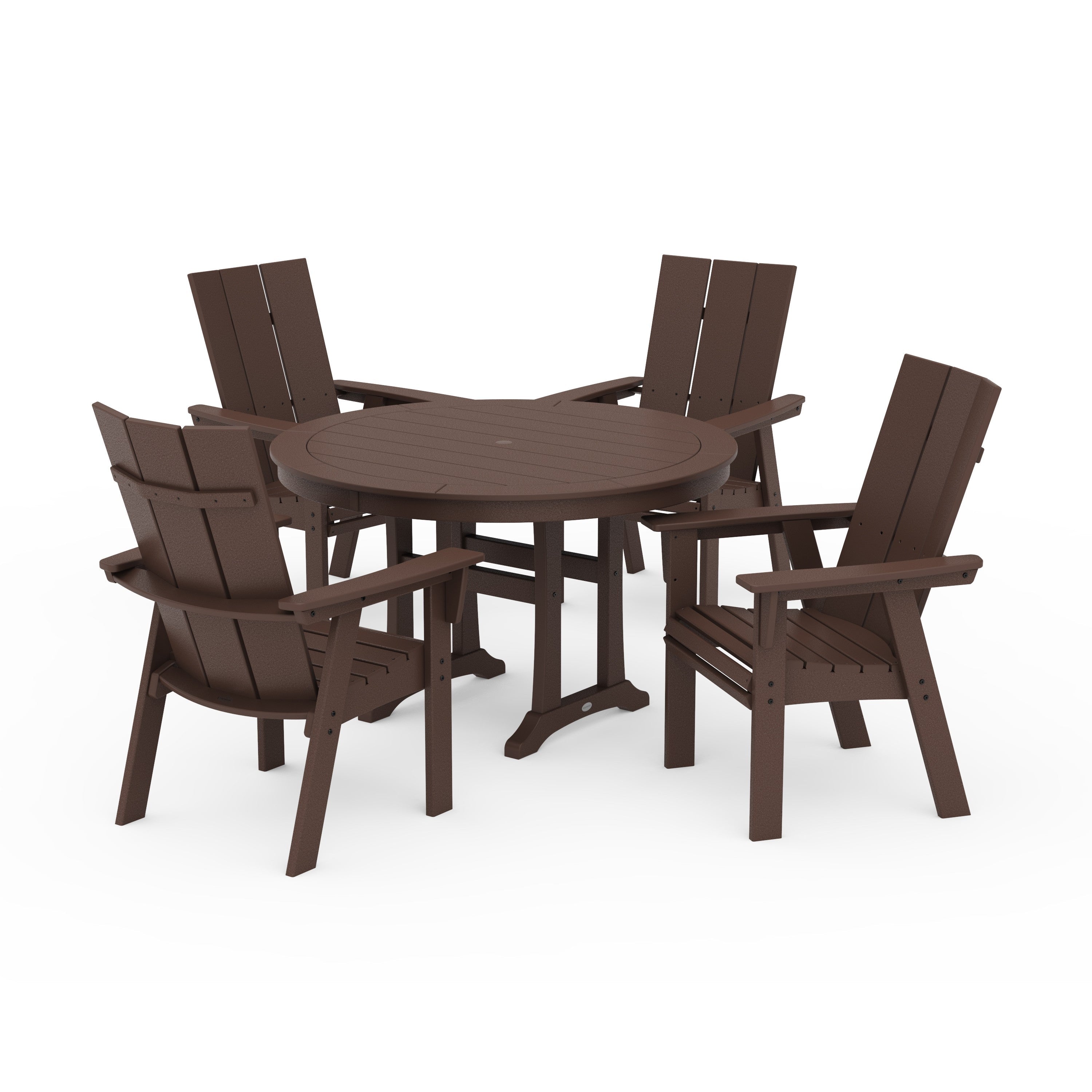 Modern Curveback Adirondack 5-Piece Nautical Trestle Dining Set