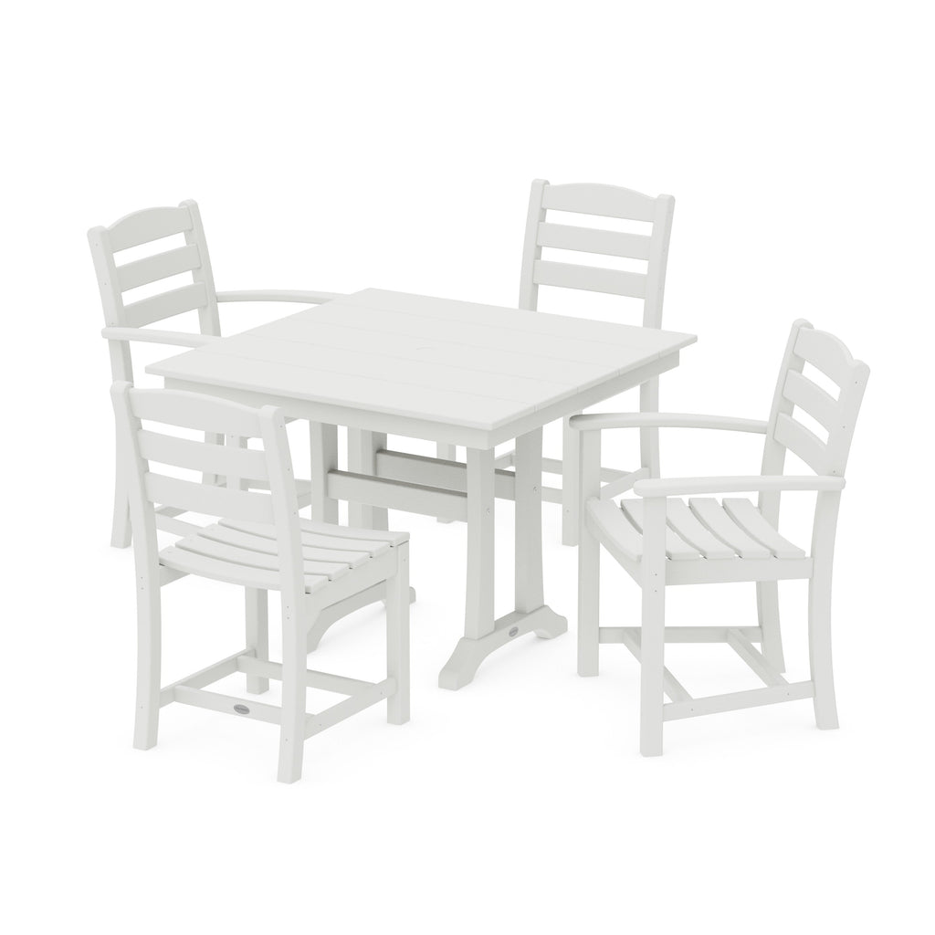 La Casa Café 5-Piece Farmhouse Dining Set with Trestle Legs