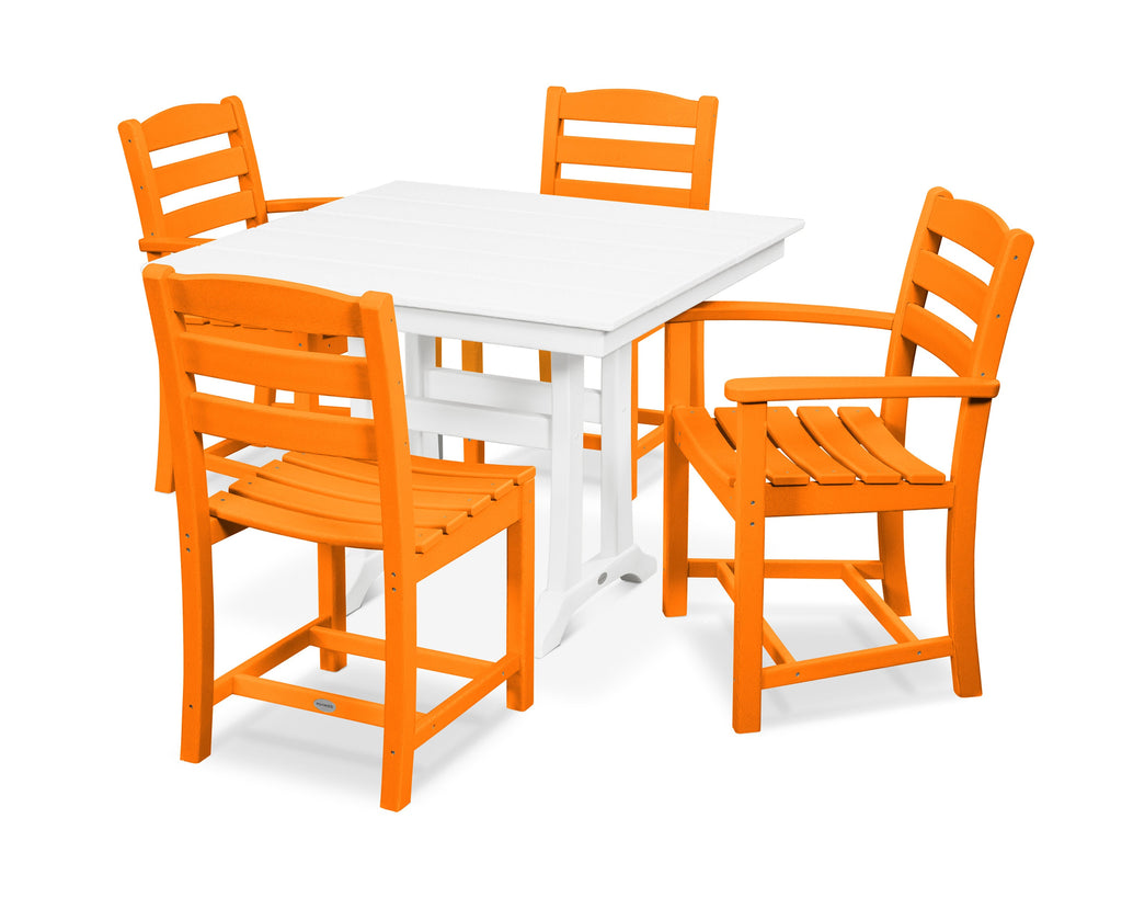 La Casa Café 5-Piece Farmhouse Dining Set with Trestle Legs