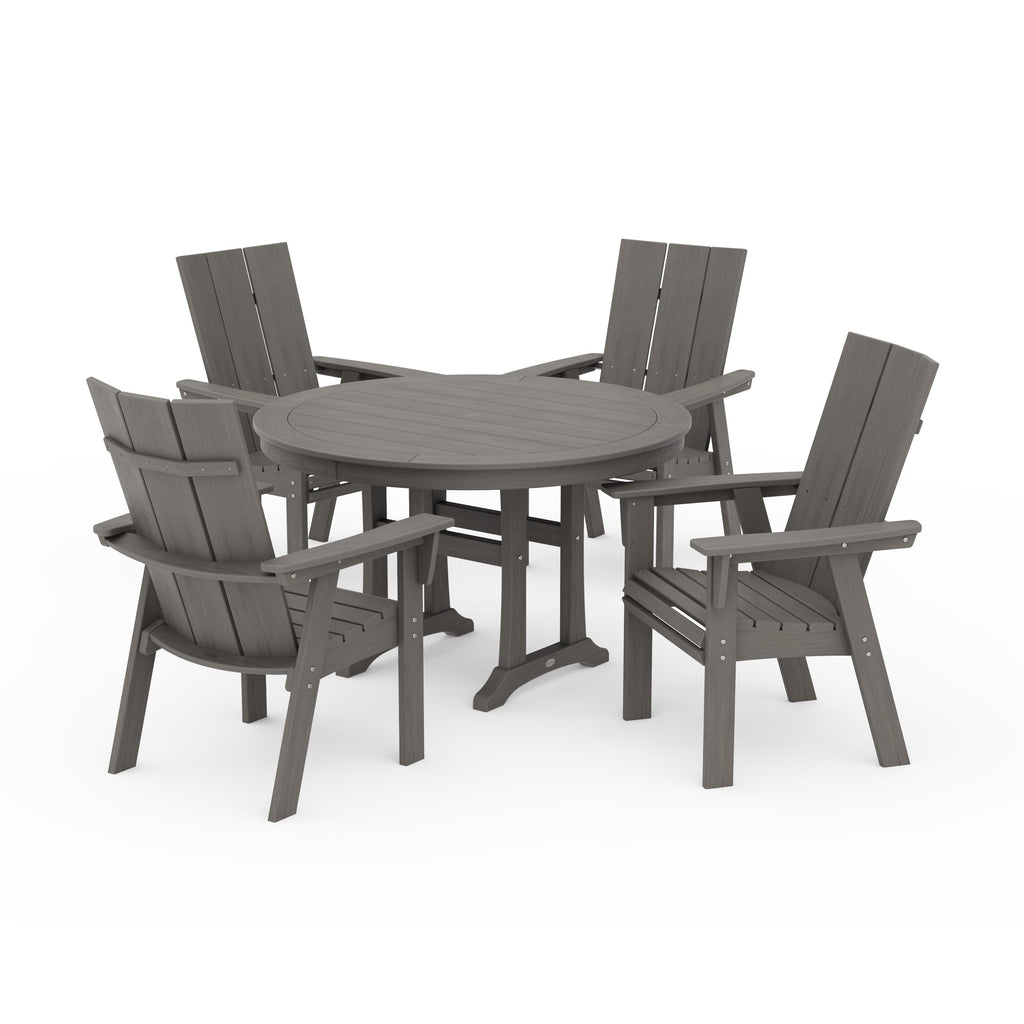Modern Curveback Adirondack 5-Piece Nautical Trestle Dining Set