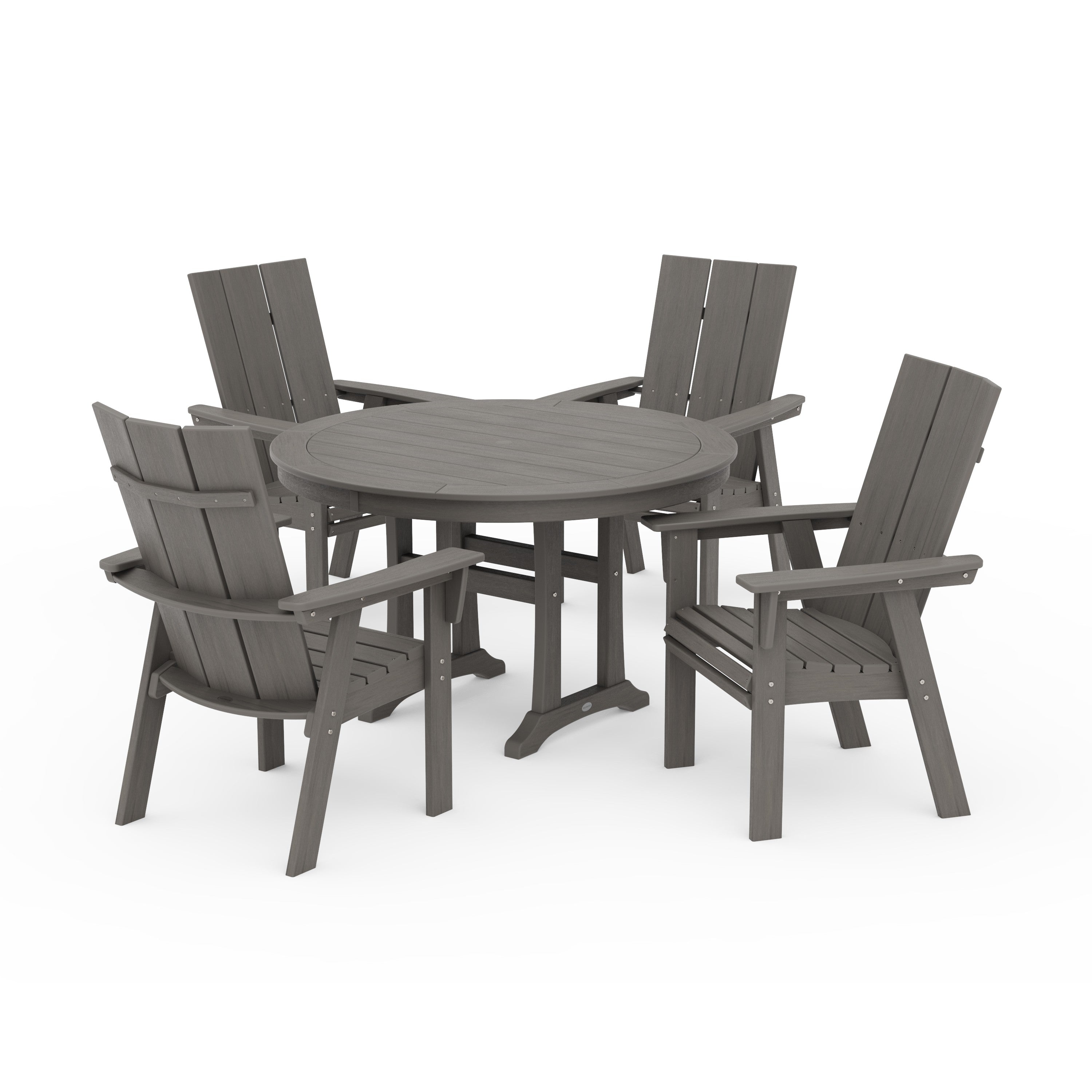 Modern Curveback Adirondack 5-Piece Nautical Trestle Dining Set