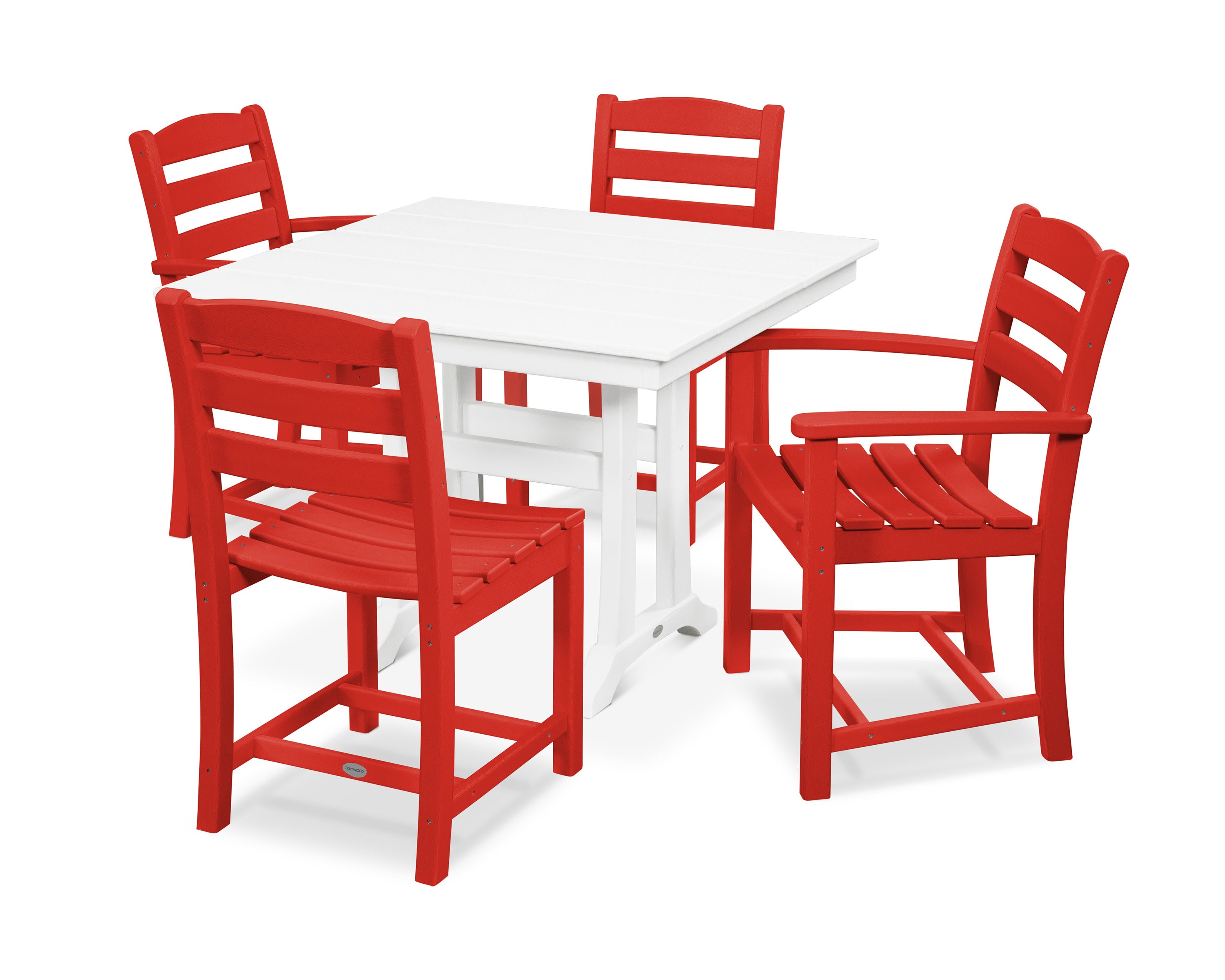 La Casa Café 5-Piece Farmhouse Dining Set with Trestle Legs