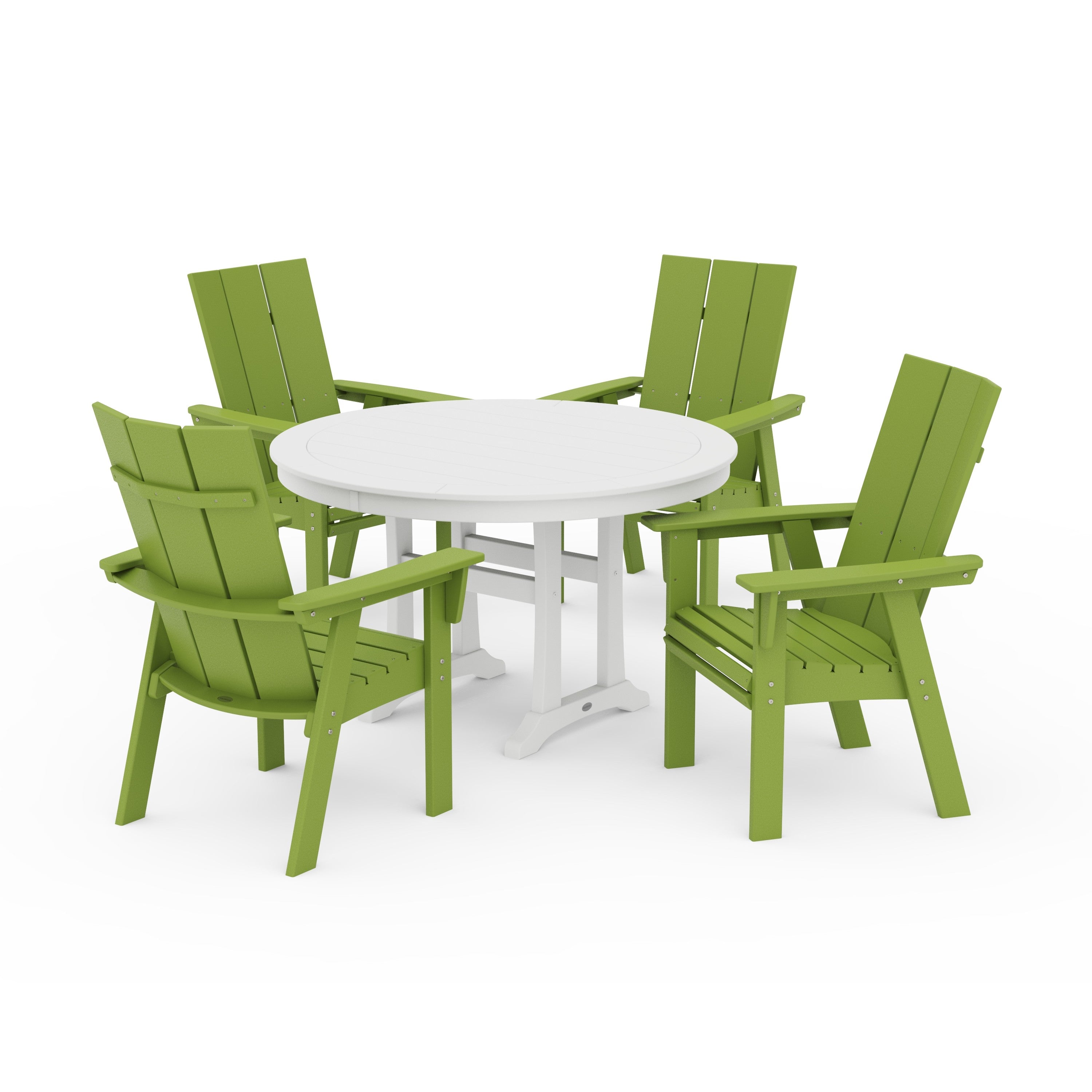 Modern Curveback Adirondack 5-Piece Nautical Trestle Dining Set