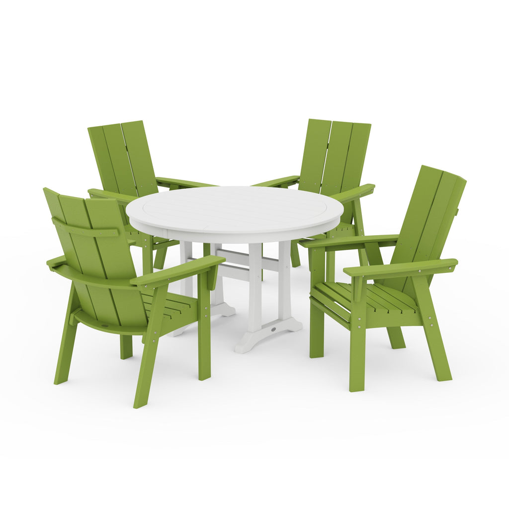 Modern Curveback Adirondack 5-Piece Nautical Trestle Dining Set