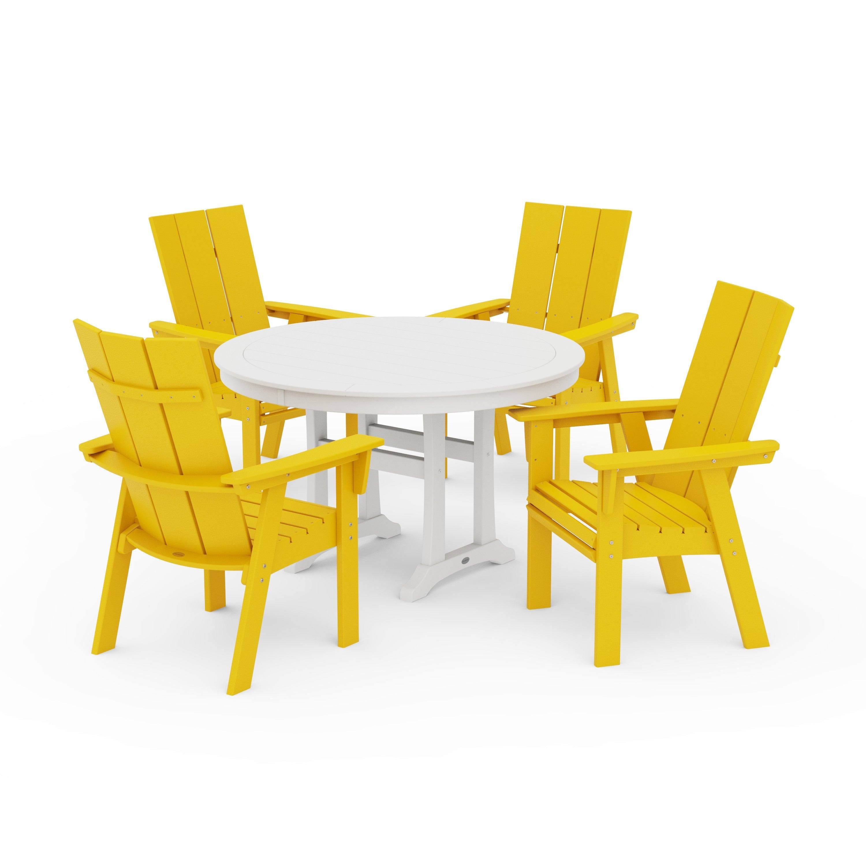 Modern Curveback Adirondack 5-Piece Nautical Trestle Dining Set