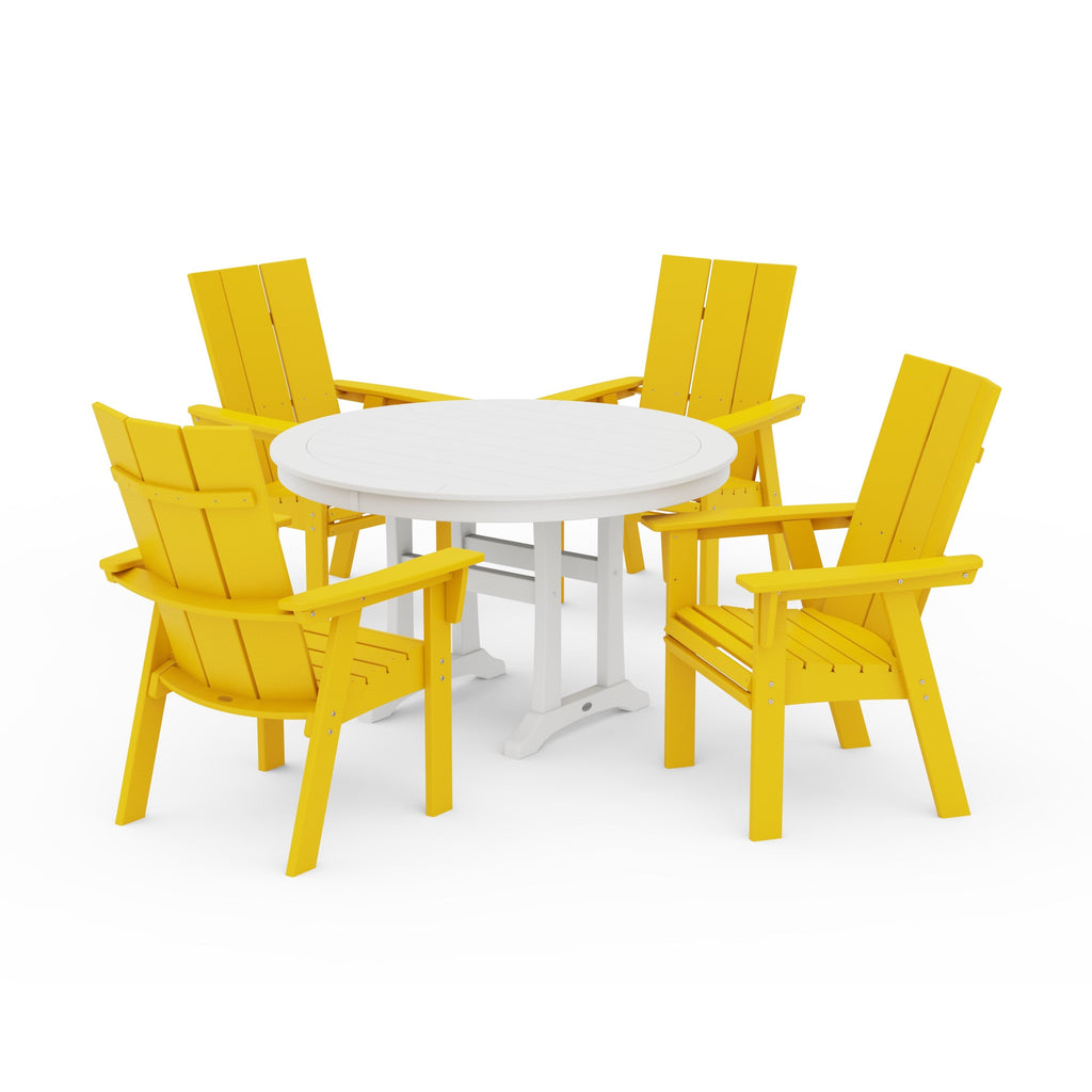 Modern Curveback Adirondack 5-Piece Nautical Trestle Dining Set