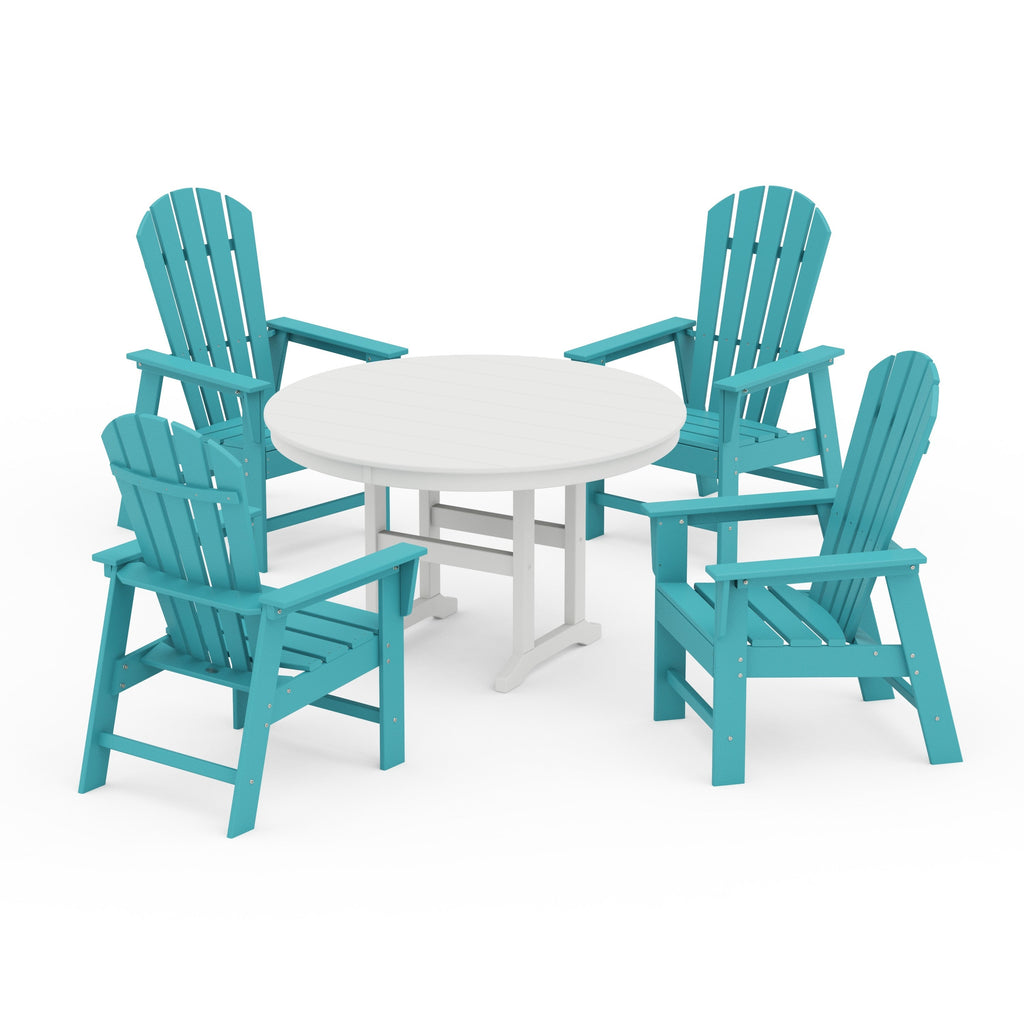 South Beach 5-Piece Round Farmhouse Dining Set