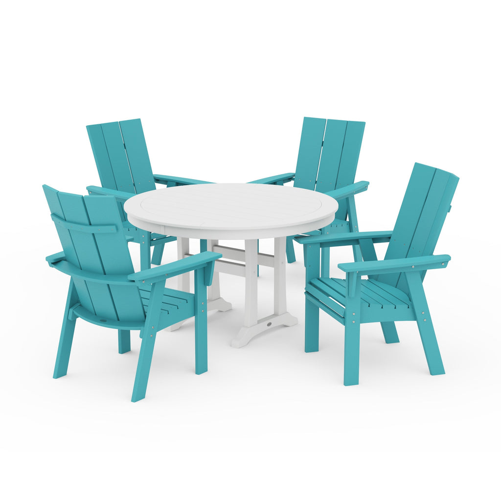 Modern Curveback Adirondack 5-Piece Nautical Trestle Dining Set