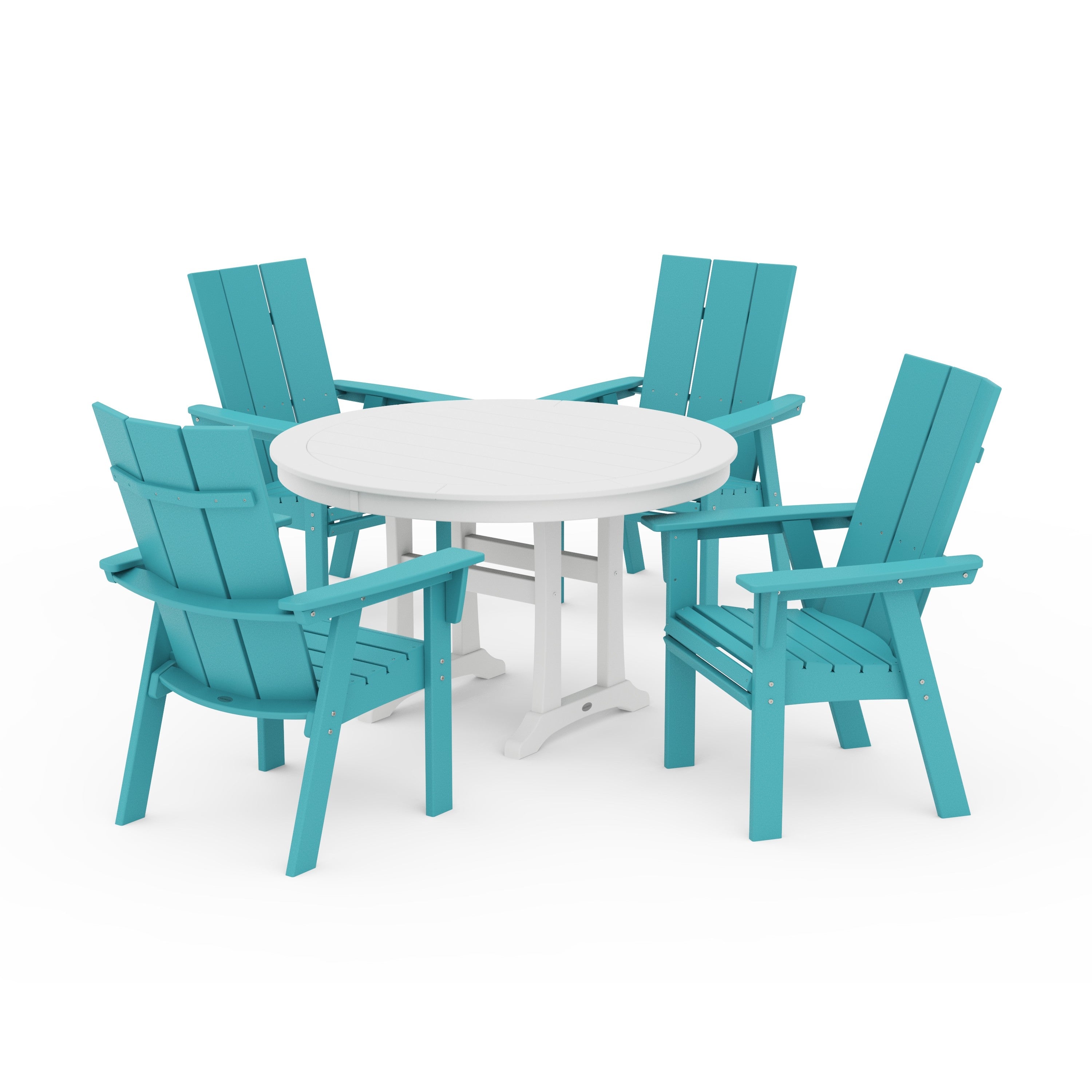 Modern Curveback Adirondack 5-Piece Nautical Trestle Dining Set