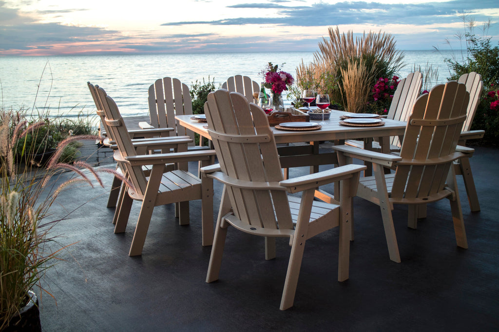 Vineyard Curveback Adirondack 9-Piece Nautical Trestle Dining Set